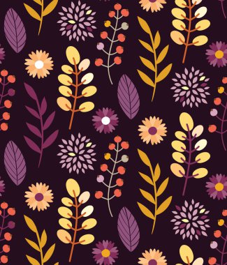 Desen arka plan düz tasarım - sonbahar yaprakları renk