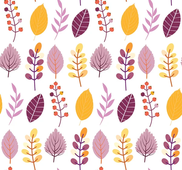 Autumn Leaves Floral Template Pattern Background — Stock Vector