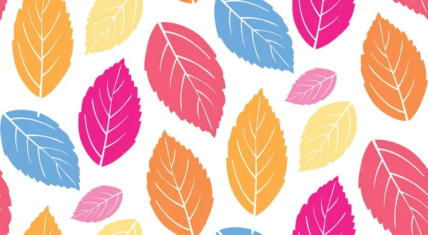 Color Leaves Flat Design Pattern Background Wallpaper — Stock Vector