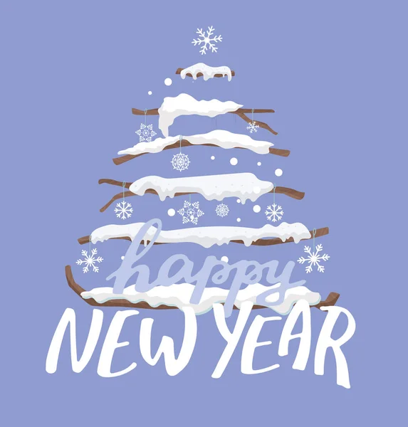 Weihnachtsbaum Vorlage Banner Frohes Neues Jahr 2019 Und Frohe Weihnachten — Stockvektor