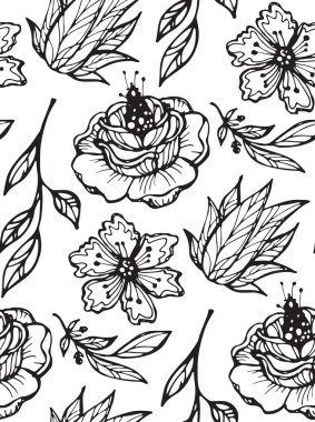 Elle çizilmiş doodle çiçek desenli