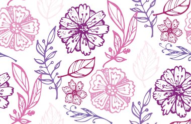 Elle çizilmiş doodle çiçek desenli arka plan