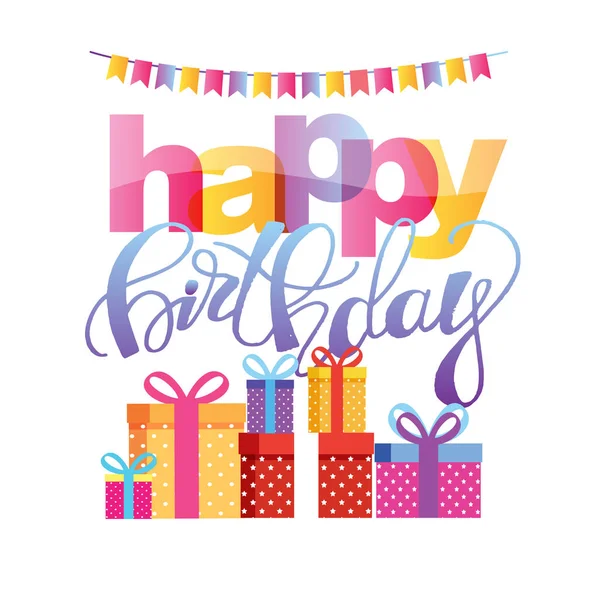 幸せな誕生日の色ベクトル テンプレート バナー お誕生日おめでとうカード — ストックベクタ