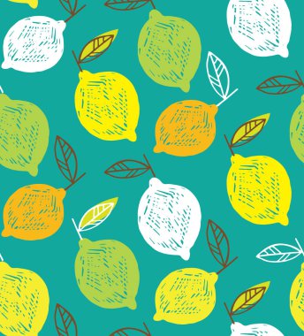 Çizilmiş doodle limon resim - limonata desen arka plan kumaş doku Tekstil el