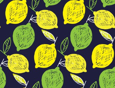 Çizilmiş doodle limon resim - limonata desen arka plan kumaş doku Tekstil el