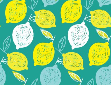 Çizilmiş doodle limon resim - limonata desen arka plan kumaş doku Tekstil el