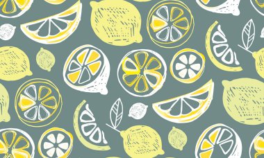 Çizilmiş doodle limon resim - limonata desen arka plan kumaş doku Tekstil el