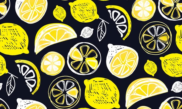 Çizilmiş Doodle Limon Resim Limonata Desen Arka Plan Kumaş Doku — Stok Vektör