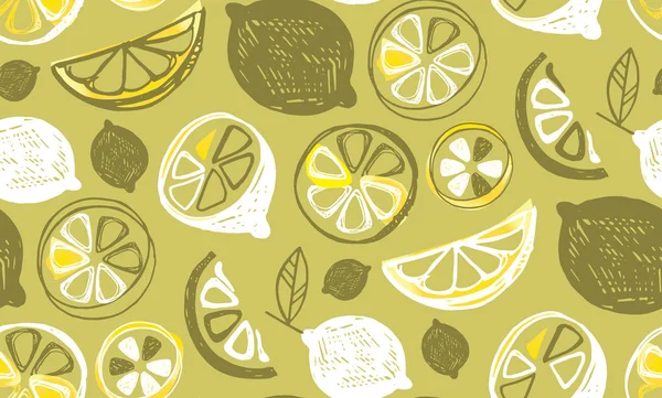 Çizilmiş Doodle Limon Resim Limonata Desen Arka Plan Kumaş Doku — Stok Vektör