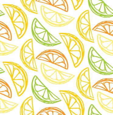 Elle çizilmiş doodle narenciye limon limon portakal desen arka plan
