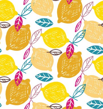 Narenciye çizilmiş doodle desen arka plan el