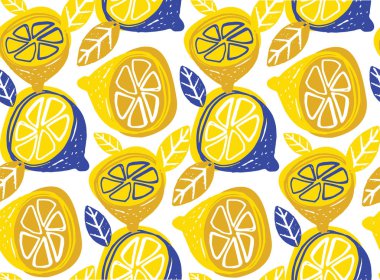 Narenciye çizilmiş doodle desen arka plan el