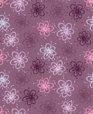 Elle çizilmiş doodle çiçek desenli arka plan duvar kağıdı tekstil kumaş