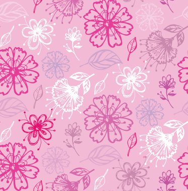 Elle çizilmiş doodle çiçek desenli arka plan