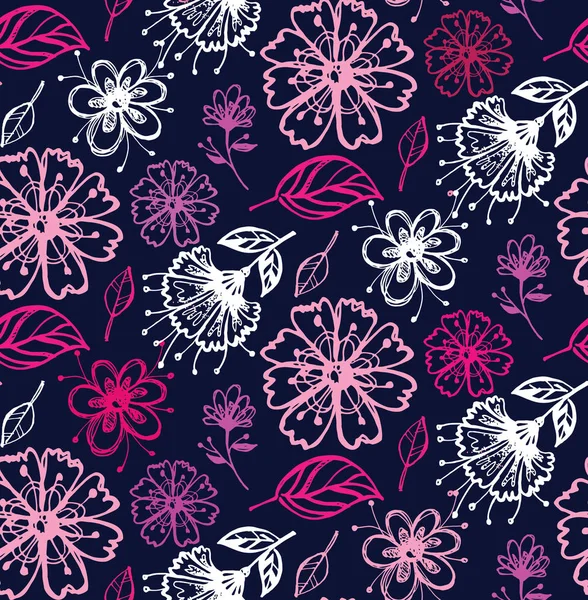 Hecho Mano Garabato Patrón Floral Fondo — Vector de stock