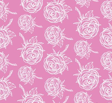 Desen arka plan tekstil kumaş duvar kağıdı el çizilmiş doodle gül