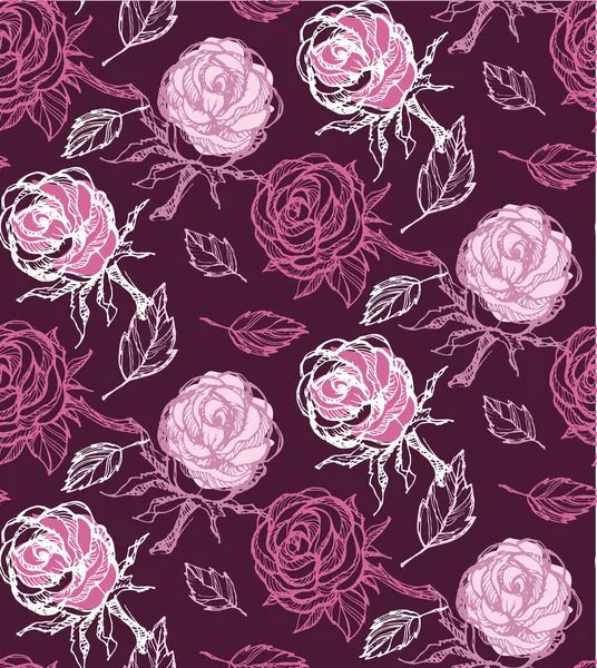 Desen arka plan tekstil kumaş duvar kağıdı el çizilmiş doodle gül