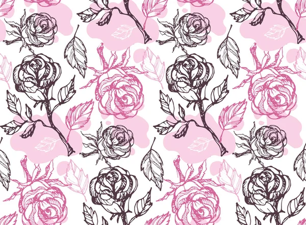 Desen arka plan tekstil kumaş duvar kağıdı el çizilmiş doodle gül