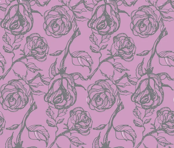 Desen arka plan tekstil kumaş duvar kağıdı el çizilmiş doodle gül