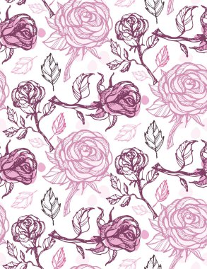 Elle çizilmiş doodle çiçek gül desen arka plan