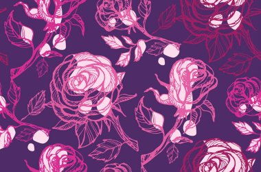 Elle çizilmiş doodle çiçek gül desen arka plan