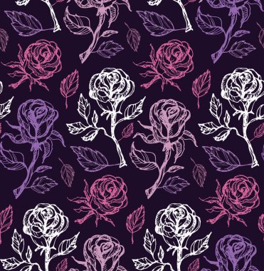 Elle çizilmiş doodle çiçek gül desen arka plan