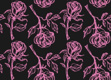 Elle çizilmiş doodle çiçek gül desen arka plan