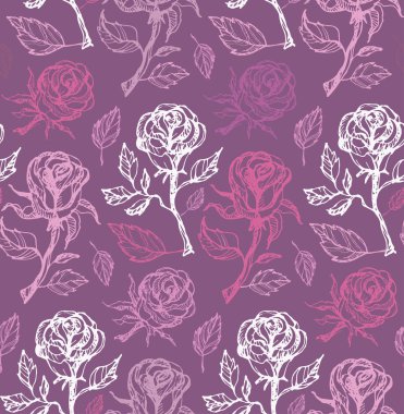 Elle çizilmiş doodle çiçek gül desen arka plan