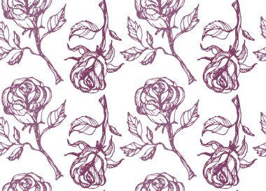 Elle çizilmiş doodle çiçek gül desen arka plan