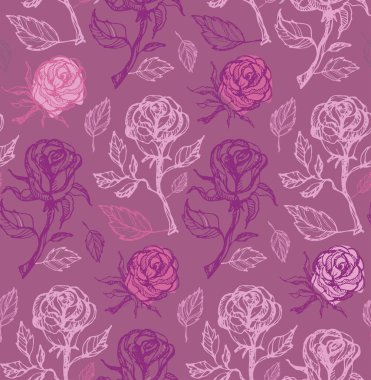 Elle çizilmiş doodle çiçek gül desen arka plan