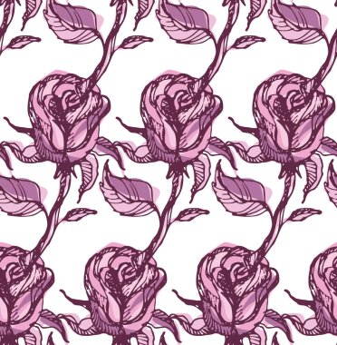 Çiçek desenli arka plan tekstil kumaş duvar kağıdı el çizilmiş doodle gül