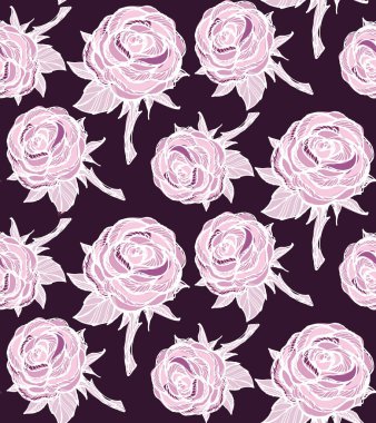 Çiçek desenli arka plan tekstil kumaş duvar kağıdı el çizilmiş doodle gül