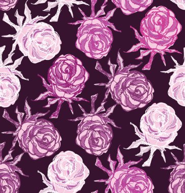 Çiçek desenli arka plan tekstil kumaş duvar kağıdı el çizilmiş doodle gül