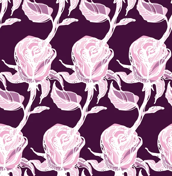 Mão Desenhado Doodle Rosa Padrão Floral Fundo Tecido Papel Parede — Vetor de Stock