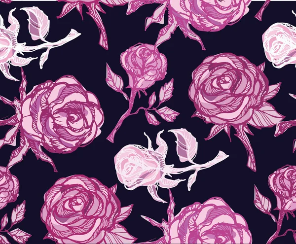 Dessiné Main Doodle Rose Motif Floral Fond Tissu Papier Peint — Image vectorielle