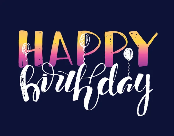 Happy Birthday Hand Drawn Doodle Lettering Poster — Stock Vector