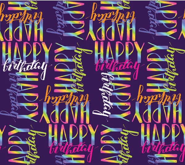 Happy Birthday Hand Drawn Doodle Pattern Background — Stock Vector