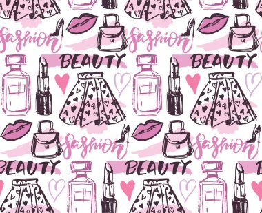 Moda güzellik el çizilmiş doodle desen arka plan wallaper kumaş Tekstil