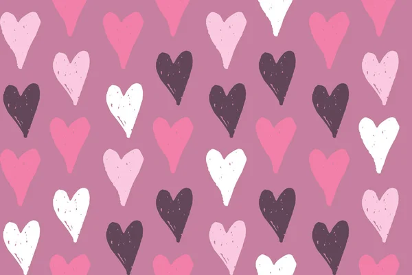Ručně Kreslenou Doodle Srdce Vzor Pozadí — Stockový vektor