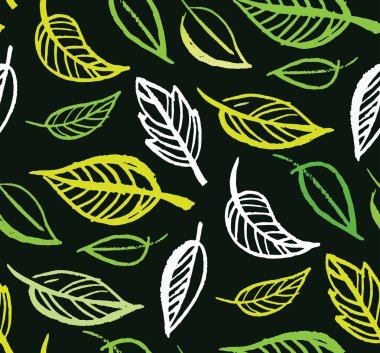 Elle çizilmiş doodle yaprak desen arka plan