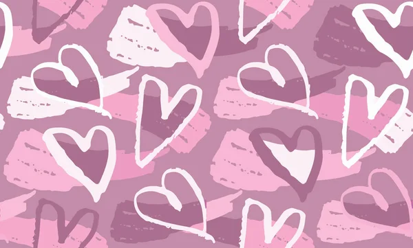 Dibujado Mano Doodle Moda Arte Patrón Fondo Beso Corazón Amor — Vector de stock