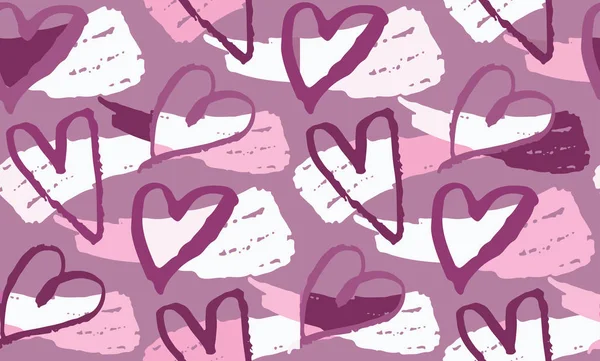 Dessiné Main Fond Motif Art Mode Doodle Baiser Coeur Amour — Image vectorielle