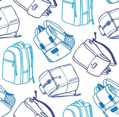 Elle çizilmiş doodle sırt çantası - okula geri - desen arka plan