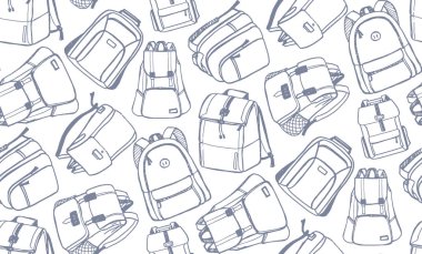 Elle çizilmiş doodle sırt çantası - okula geri - desen arka plan
