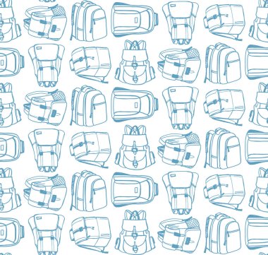 Elle çizilmiş doodle sırt çantası - okula geri - desen arka plan