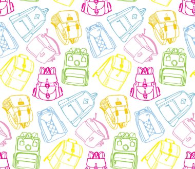 Elle çizilmiş doodle sırt çantası - okula geri - desen arka plan