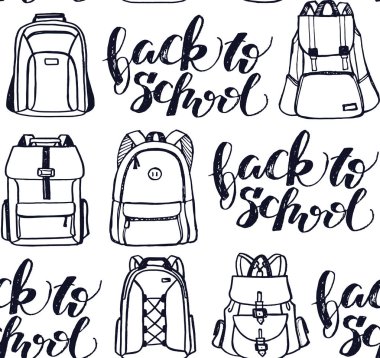 Elle çizilmiş doodle sırt çantası desen arka plan - okul için