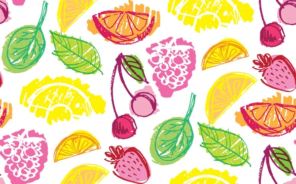 Hand Gezeichnet Doodle Obst Muster Hintergrund — Stockvektor