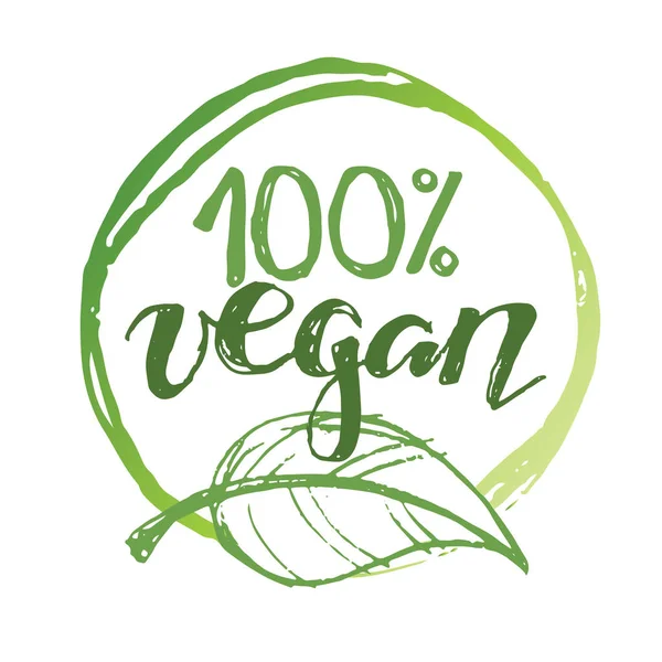 Handgezeichnetes Doodle Grünes Bio Umweltzeichen 100 Vegan — Stockvektor