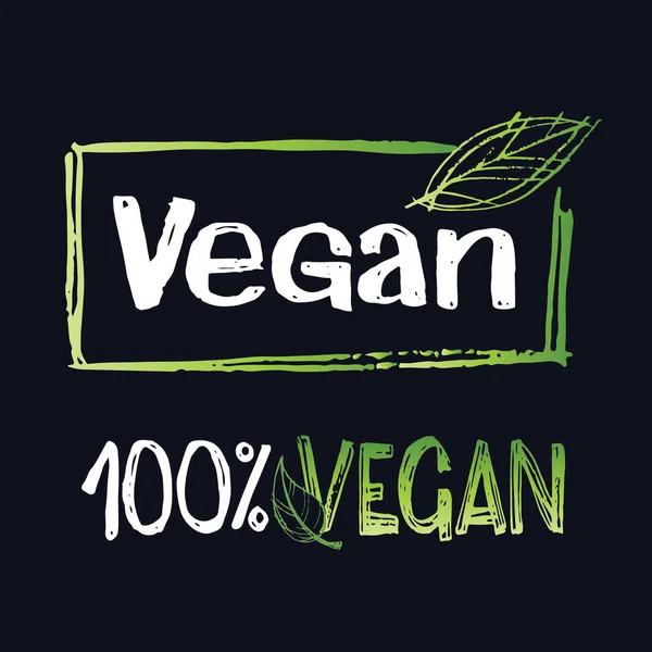 Handgezeichnetes Doodle Grünes Bio Umweltzeichen 100 Vegan — Stockvektor